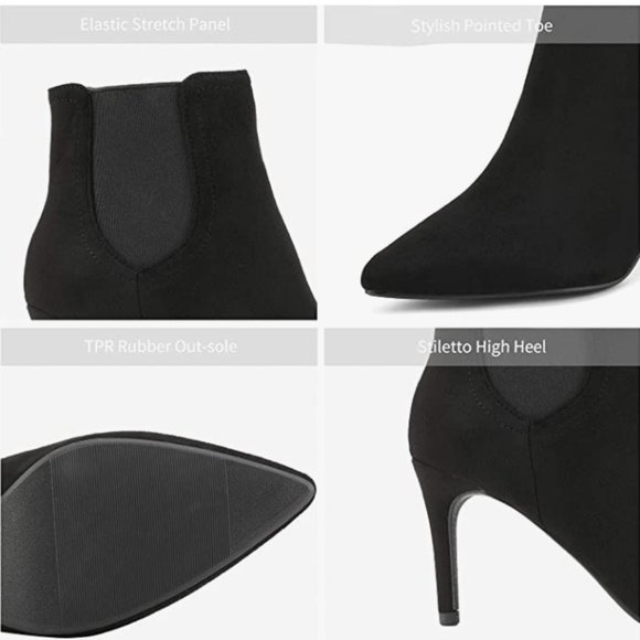 NEW Dream Pairs Womens Pointed Toe Stiletto High Heel Ankle Booties Sz 8 black - Picture 4 of 5